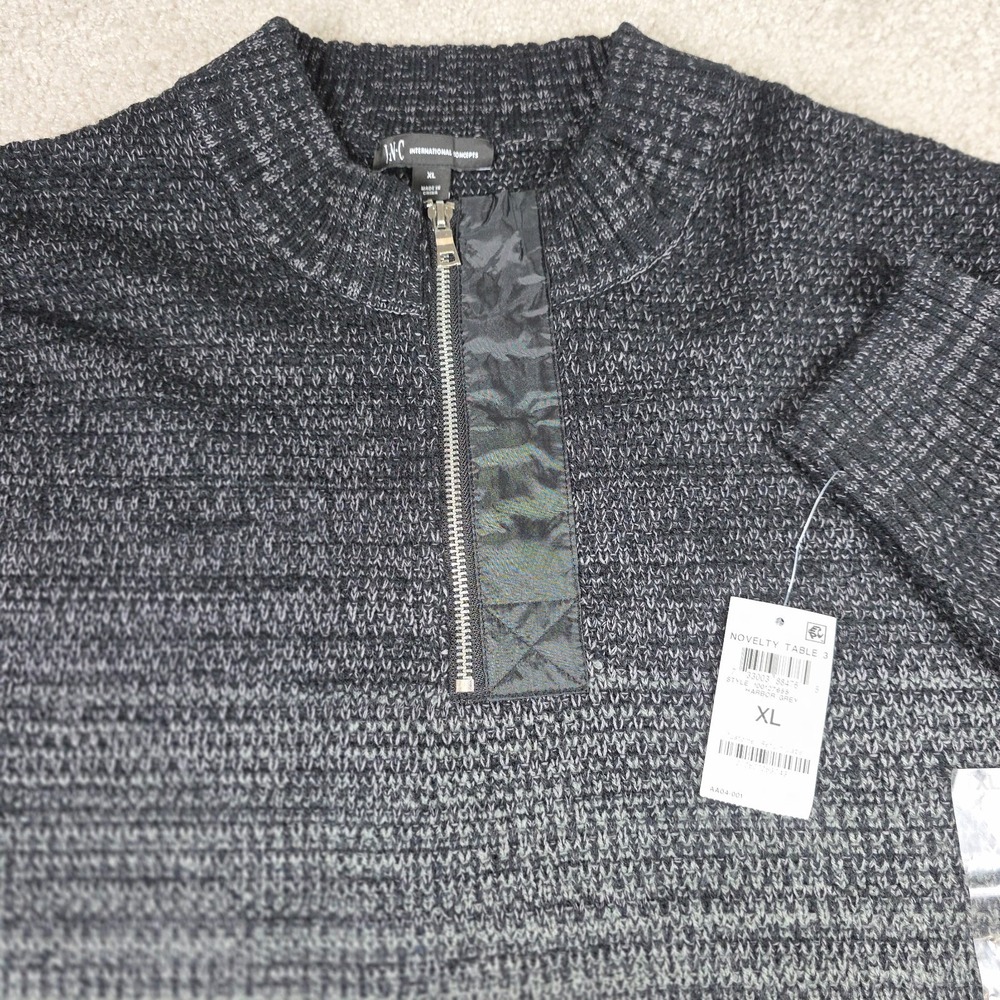 INC International Concepts Sweater Mens XL Harbour Gray 1/4 Zip Long Sleeve NWT